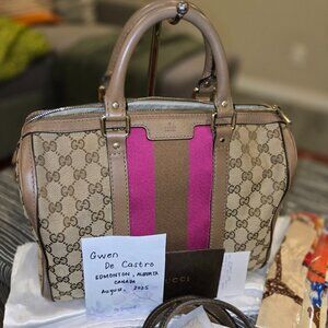 Gucci Monogram Vintage Web Medium Boston Purple Brown